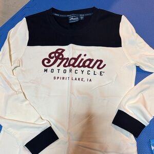 Indian Motorcycle Women's Cream and Black Long Sleeve Tee